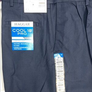 Haggar Navy Cool 18 Pro Pleated Mens navy blue Dress Pants 44 x32 new tag